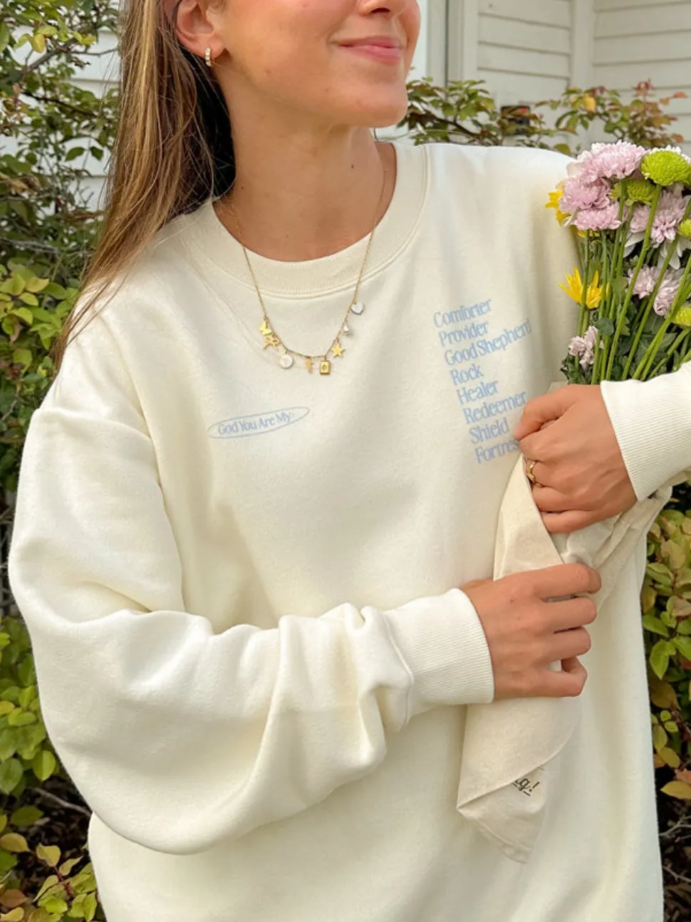 Women's  Religious List-Style Slogan Print Long-Sleeve Sweatshirt