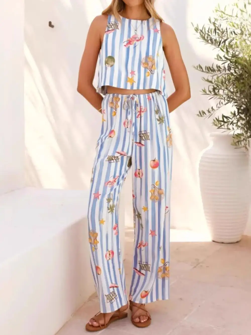 Striped Printed Jumpsuit