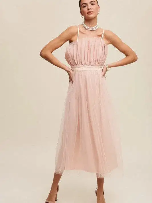 Life's a Dance Paper Bag Frill Tulle Midi Dress