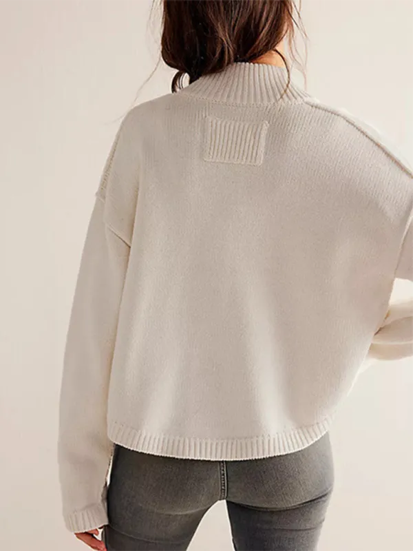 Knit Upright Collar Cardigan