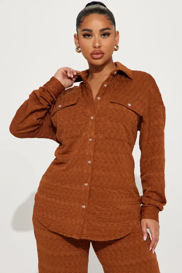 Giana Textured Pant Set - Cognac