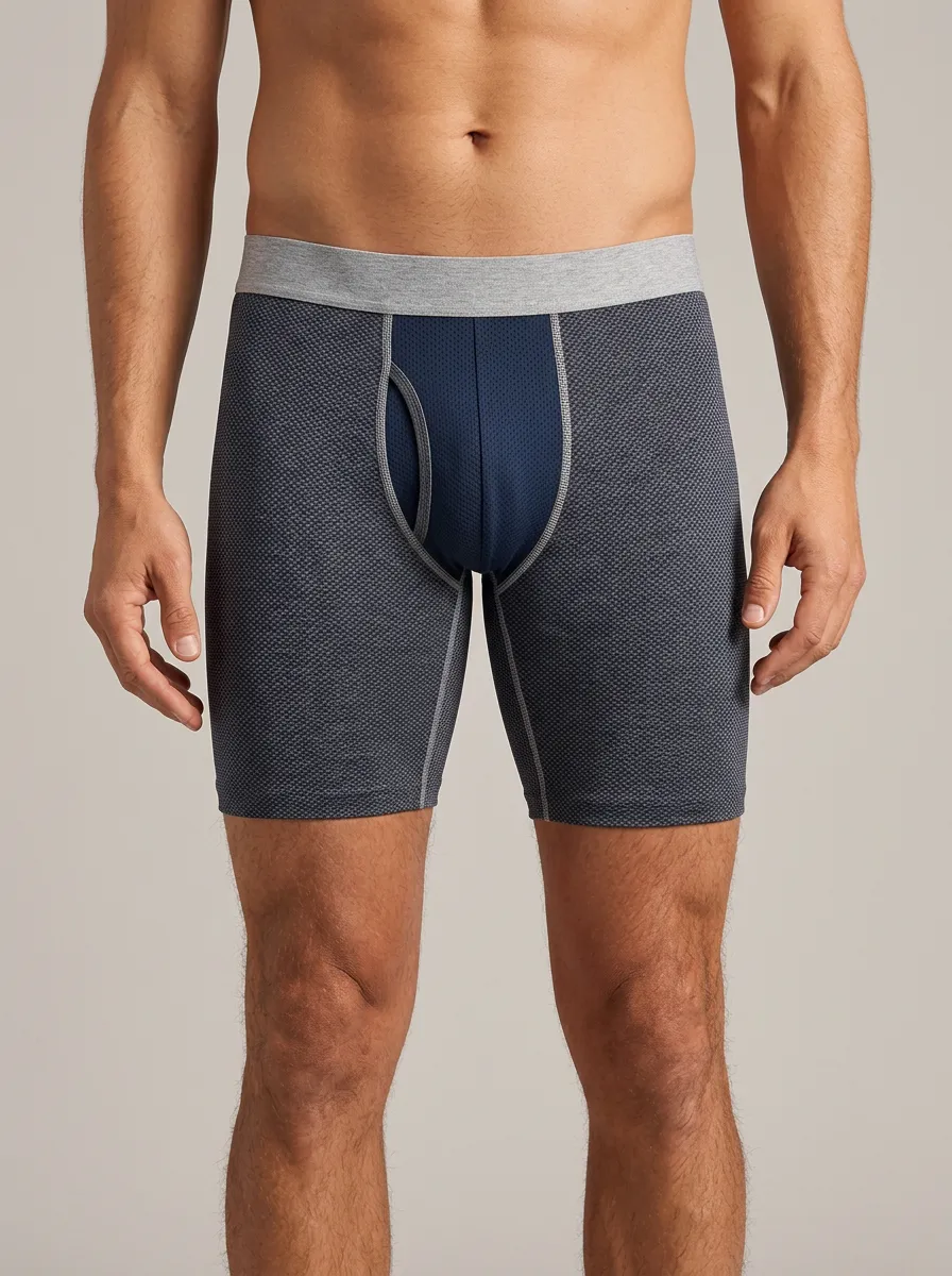 Men's Athletic Performance Textured Mesh Printed Boxer Briefs
