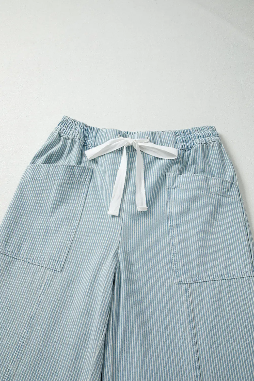 Drawstring Stripe Mid Rise Waist Jeans