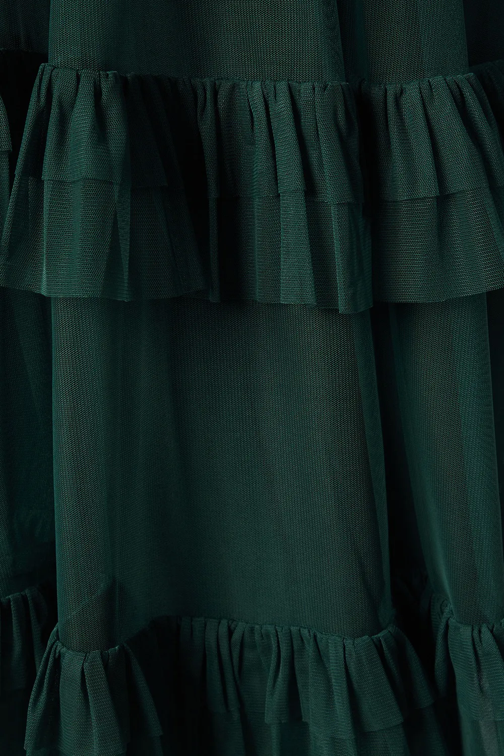 Green Mesh Dress With Multiple Hems For Women