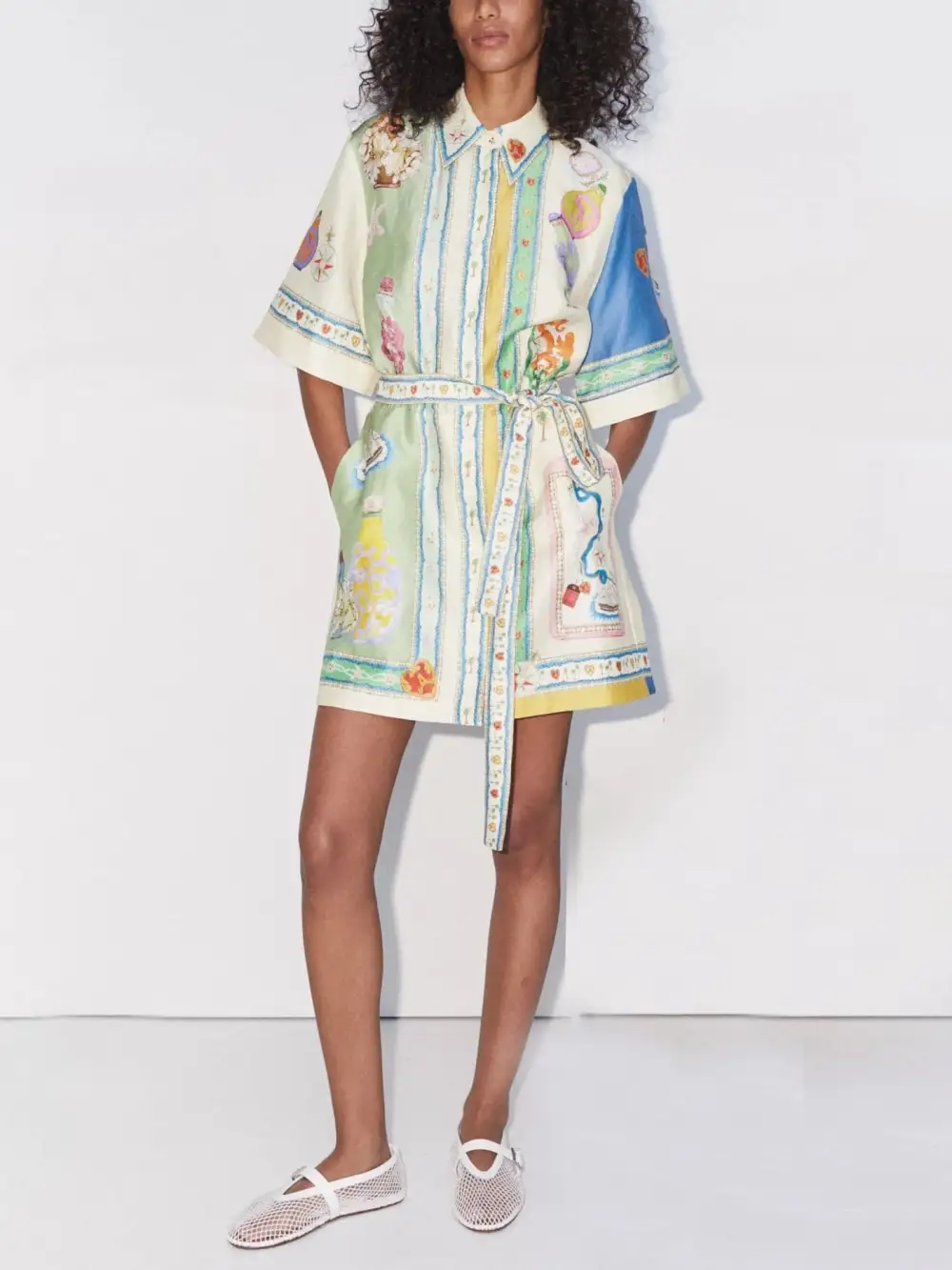 Unique Oil Painting Print Lace Mini Dress