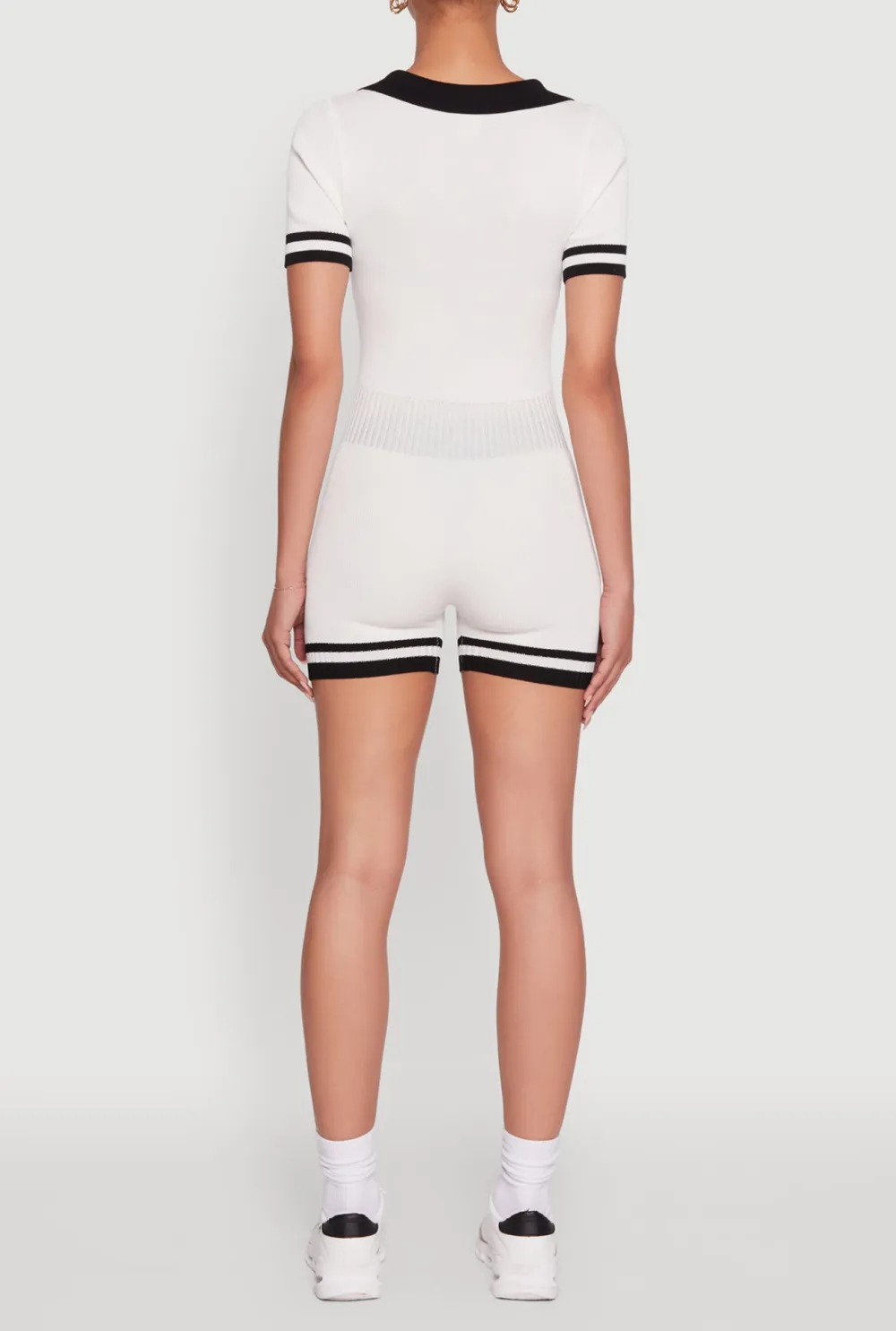 Ribbed Contrasting Striped Jumpsuit
