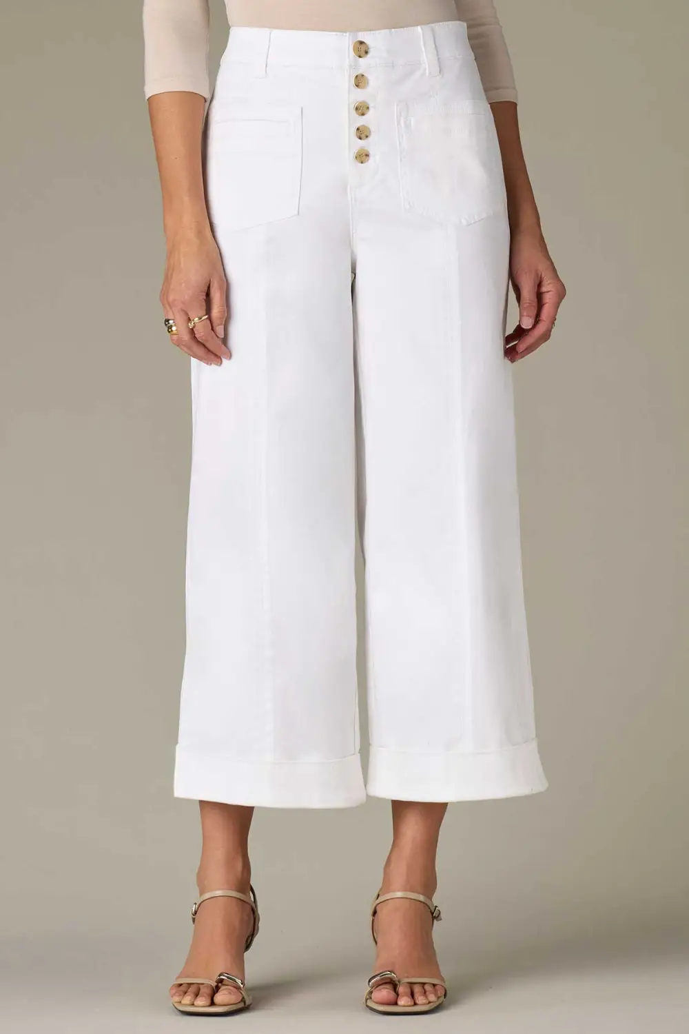 Everyday Petite Button Fly Wide Leg Pants