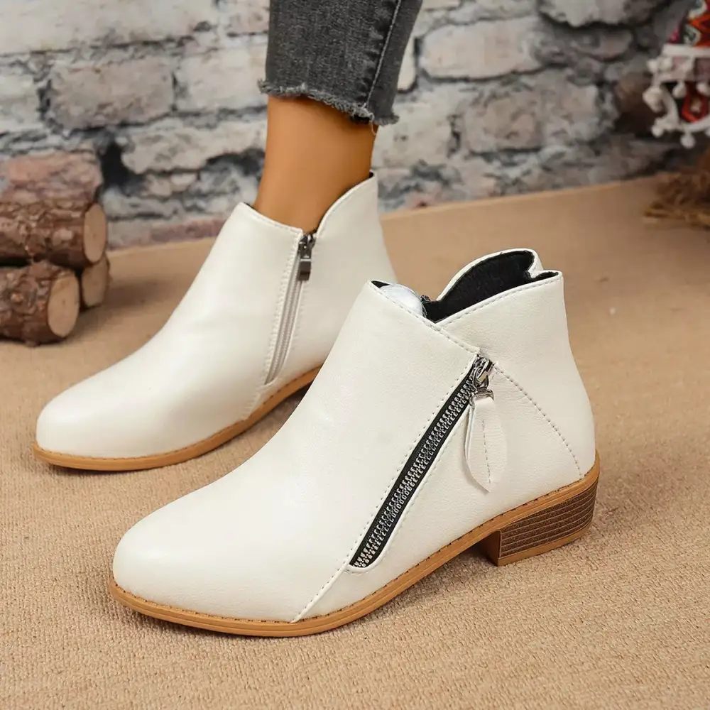 Side-Zip Block Heel Boots
