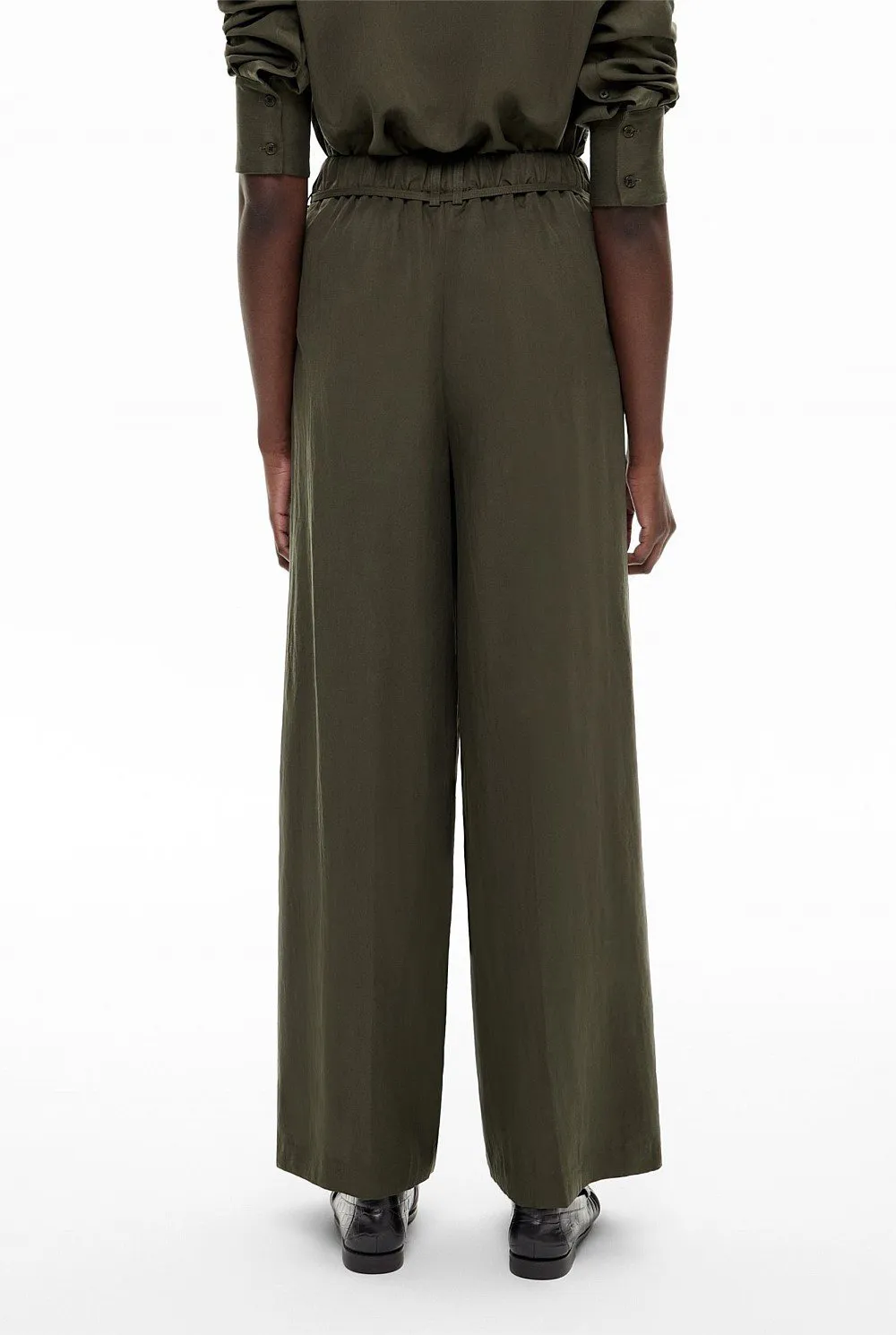 Tie-Waist Straight-Leg Sport Pants