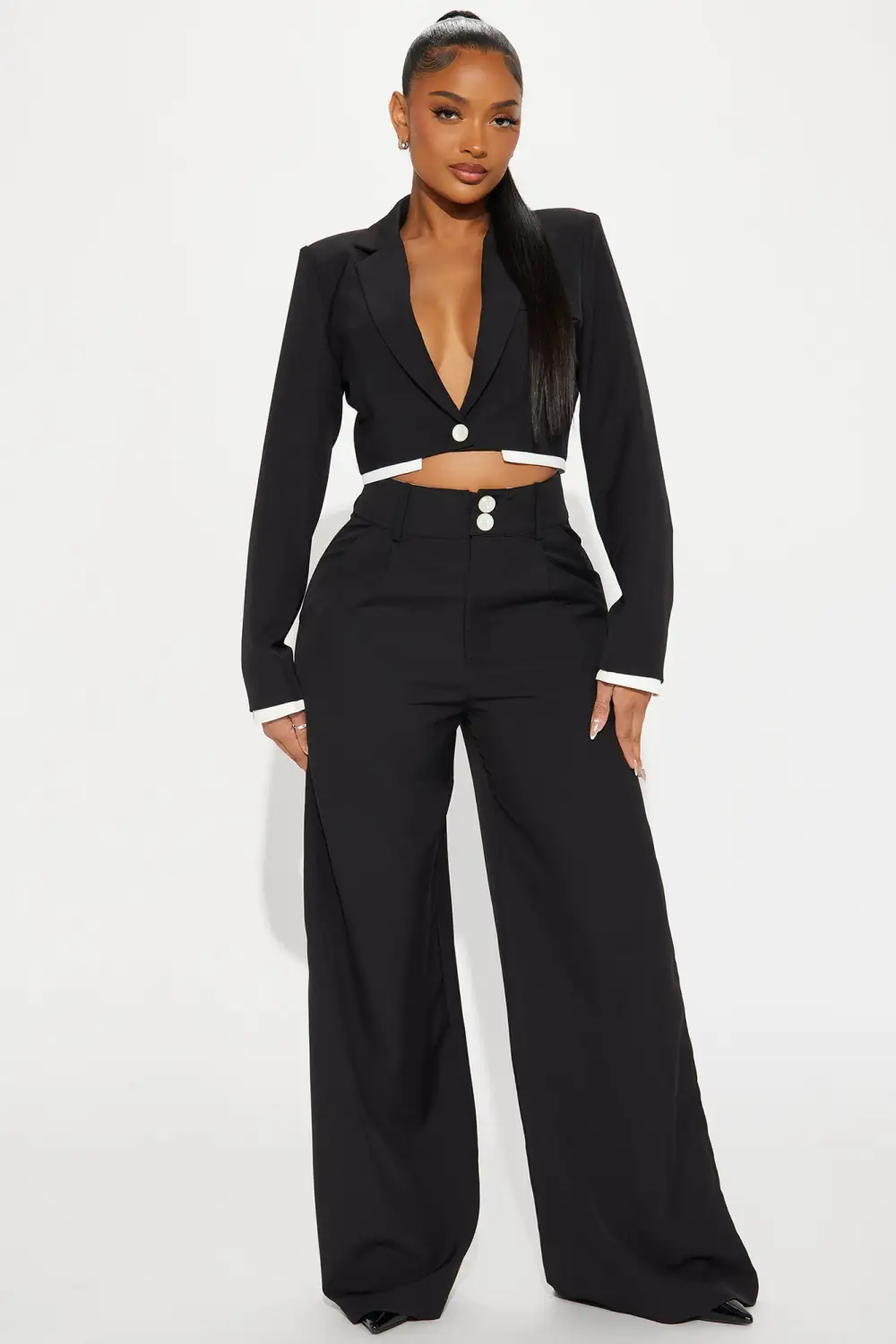 Fashionably Late Pant Set - Black