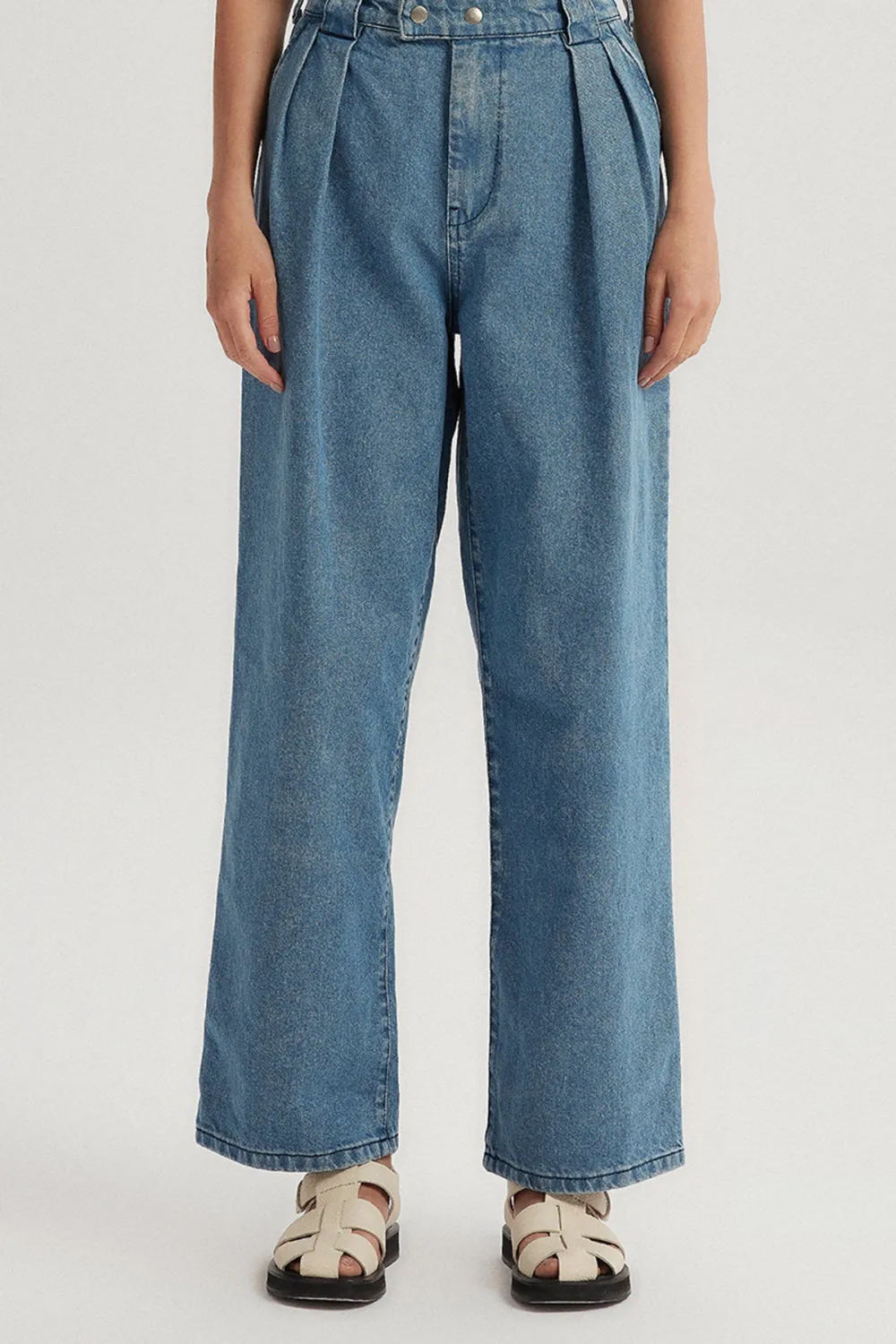 Wide-Leg Denim Pants