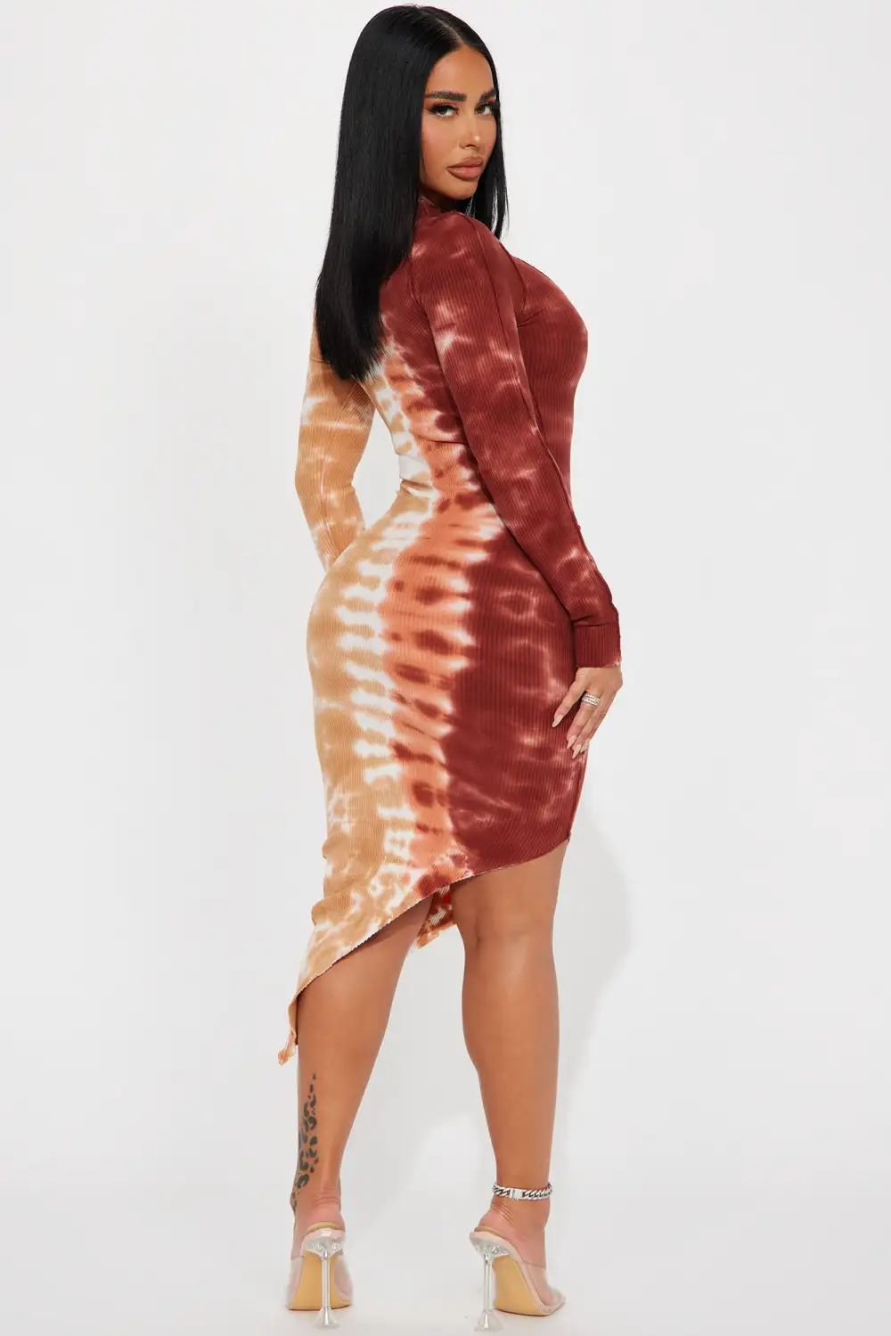Rene Tie Dye Midi Dress - Chocolate/Combo