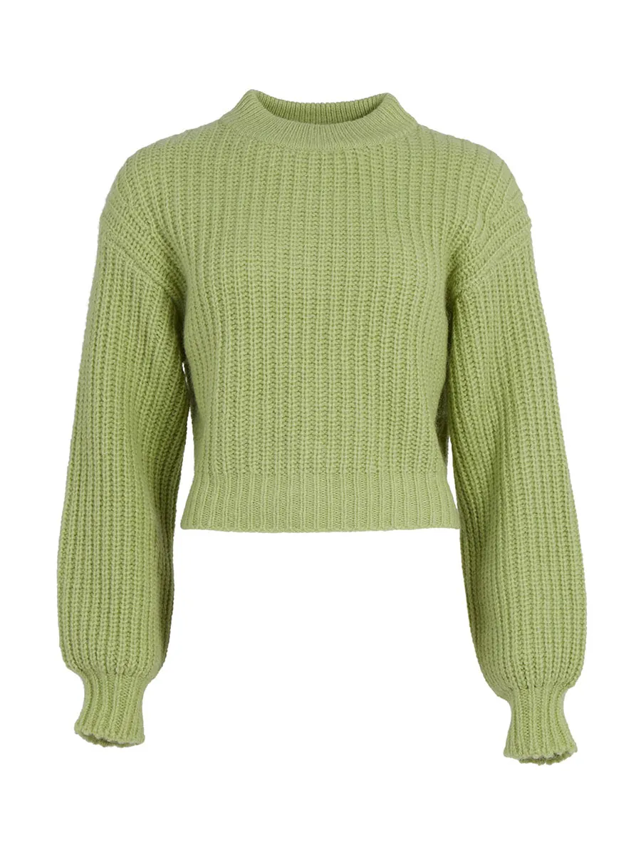 Light Green Open Back Knitted Sweater