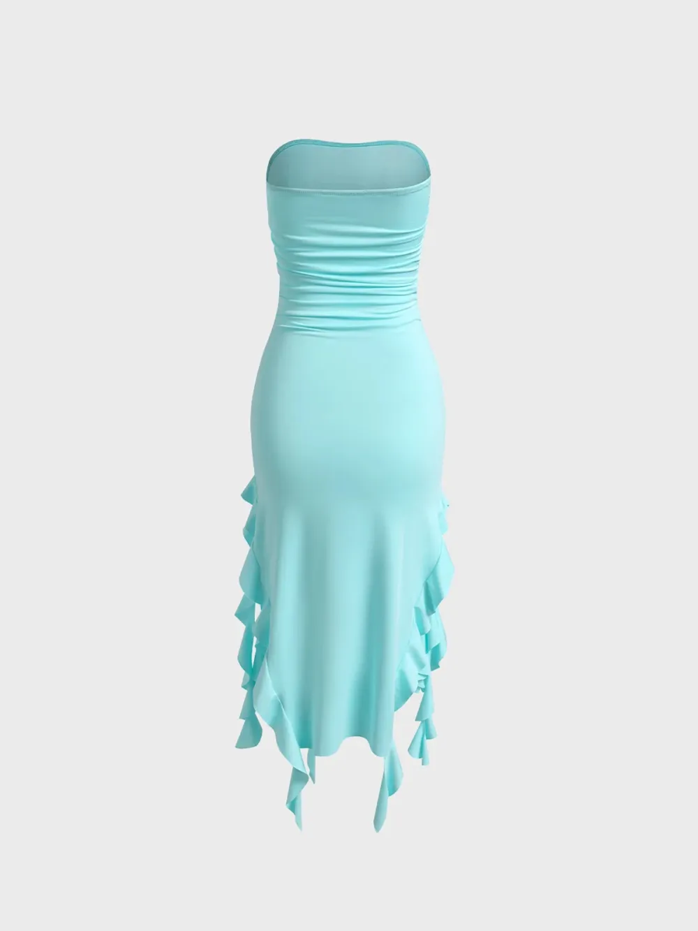 Y2K Black Ruffles Tube Dress Midi Dress