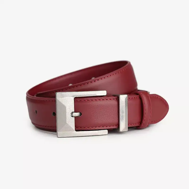 Everyday Leather Belt with Geometric Buckle