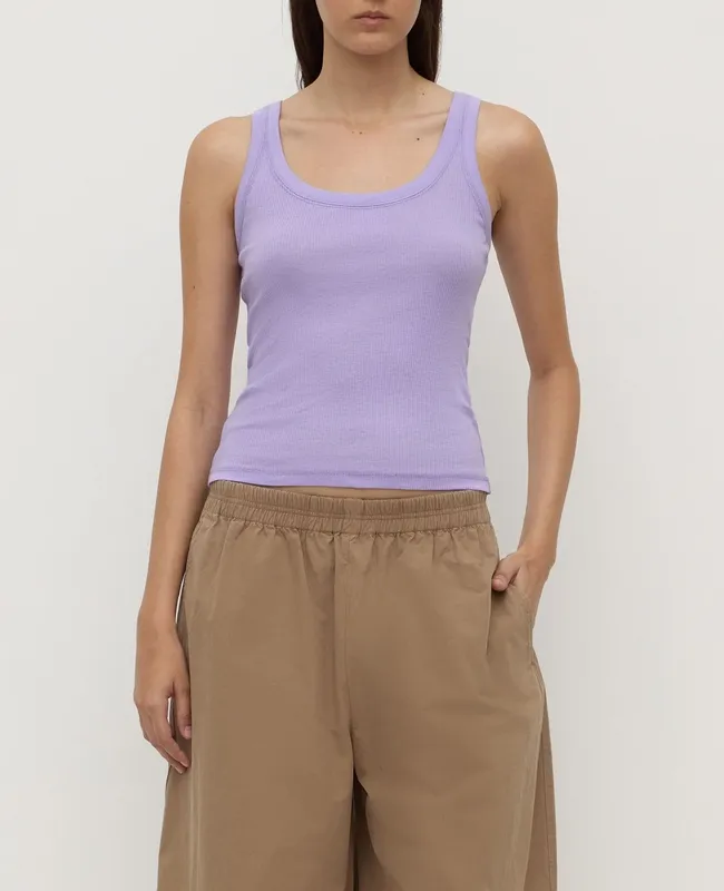 Mauve Ribbed Scoop-Neck Tank