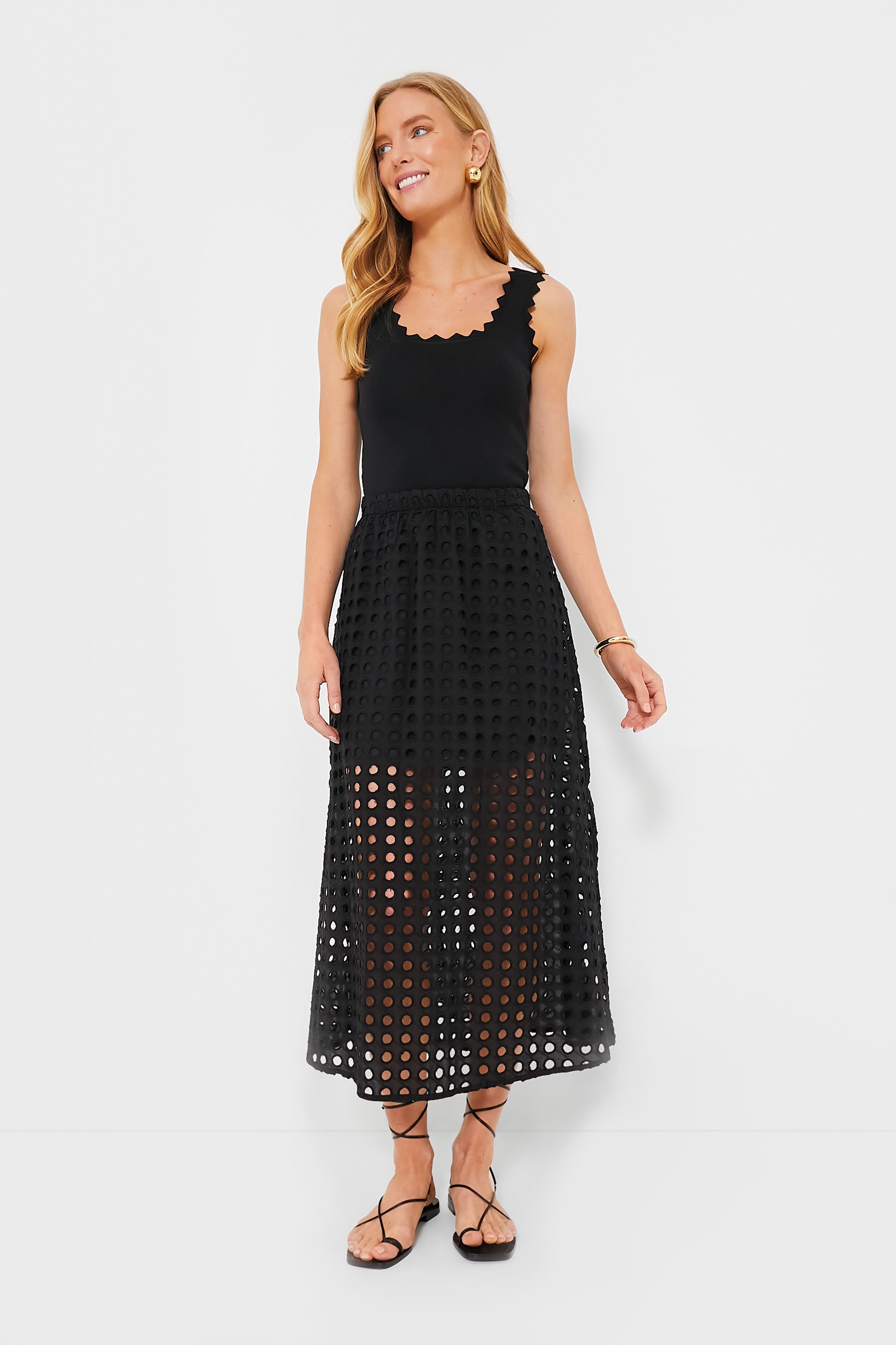 Black Cotton Eyelet Eve Skirt