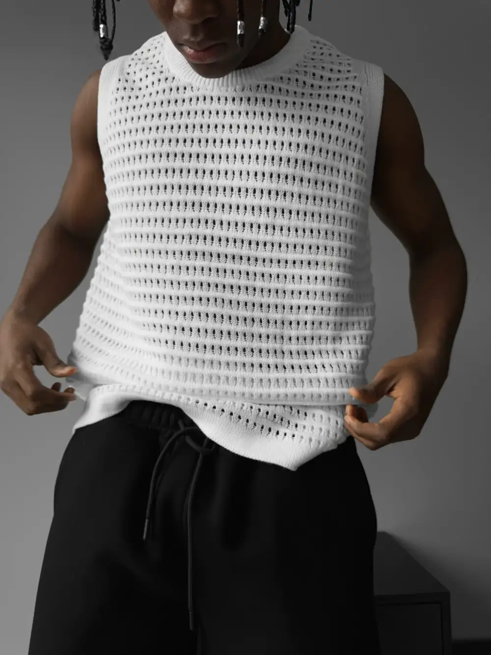Easygoing Relaxed Grid Texture Tank Top
