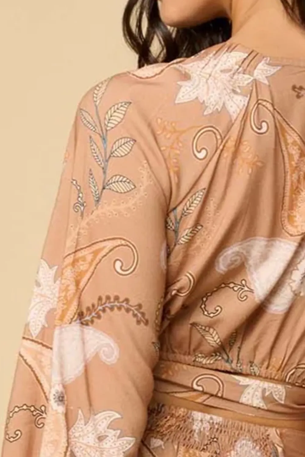 Tan Print Wrap Crop Top