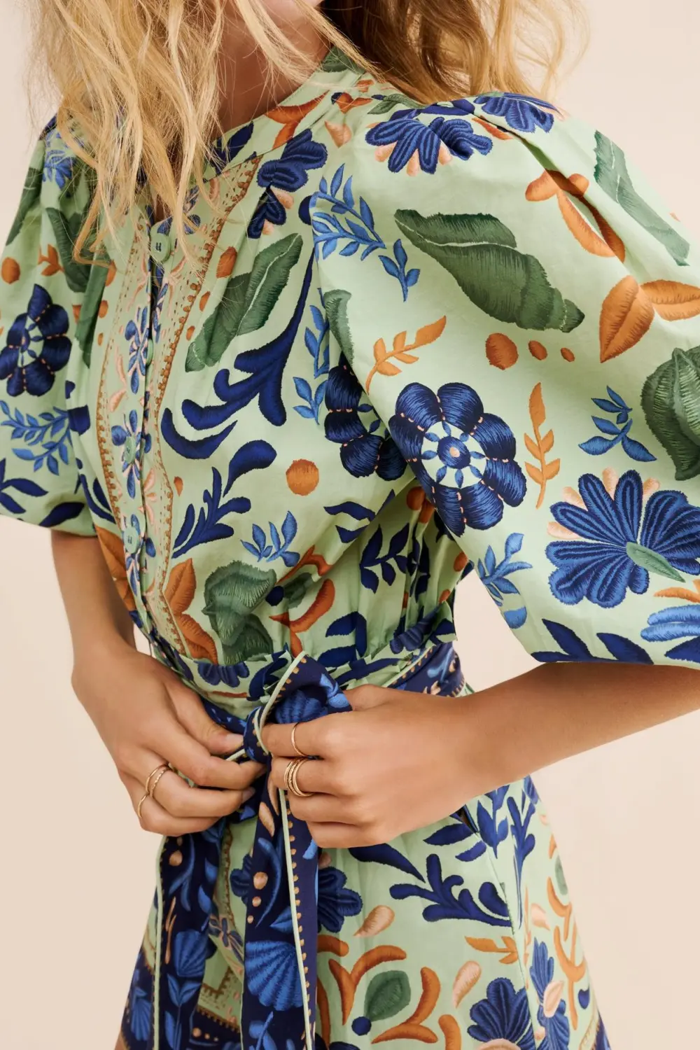 Puff Sleeves Tapestry Romper
