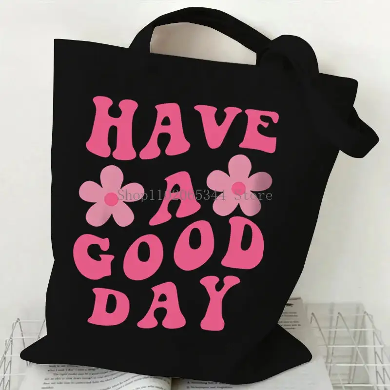 Groovy Retro Graphic Canvas Tote Bag