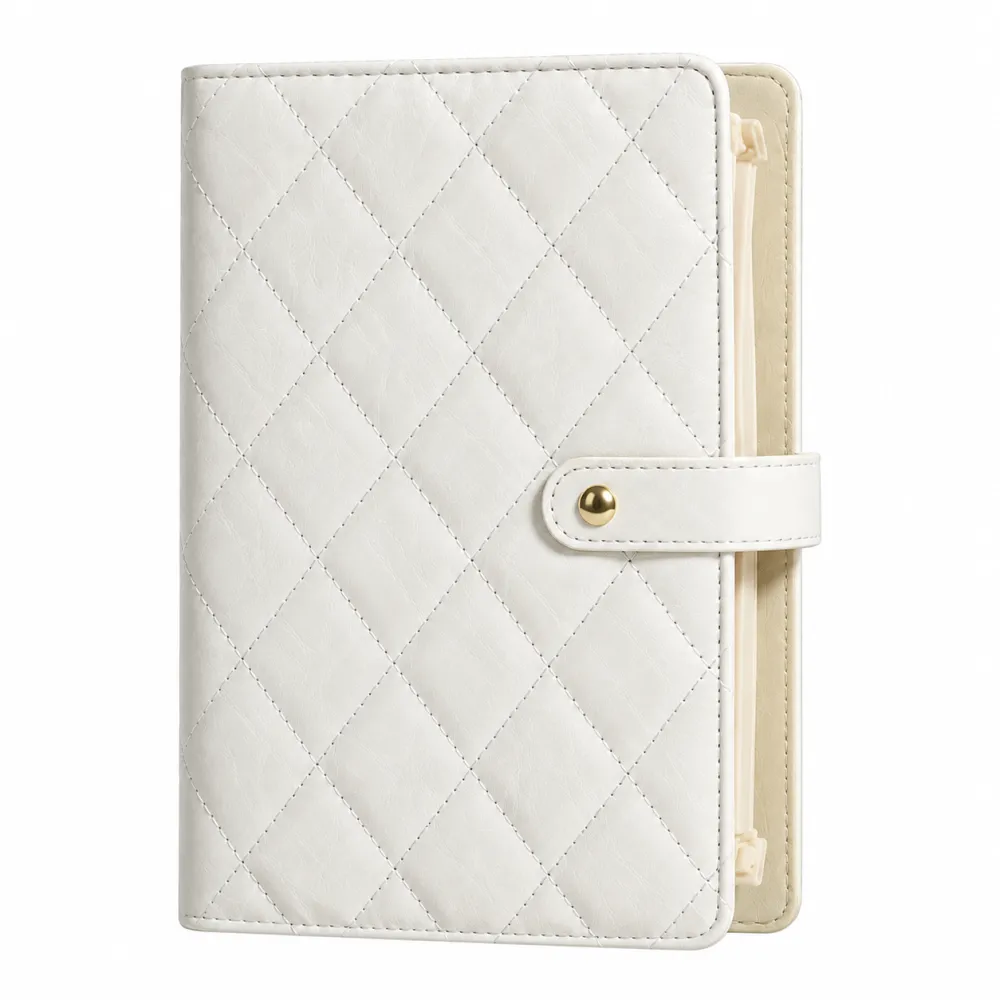 Luxury Quilted Durable Storage Organizer Booklet — Cream Waterproof Accessory Holder with Clear Pockets, Multi-Layer Compartments, Card & Ticket Slots, 5-Day Travel Ready, Bedroom Vanity Upgrade Gift