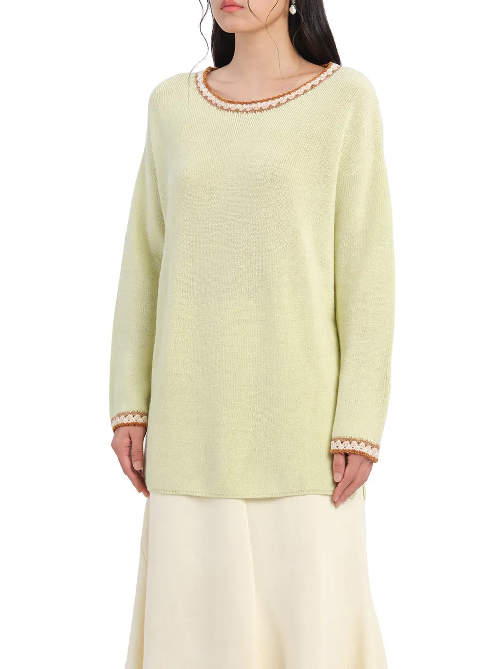 Pastel Color Crew Neck Knit Sweater