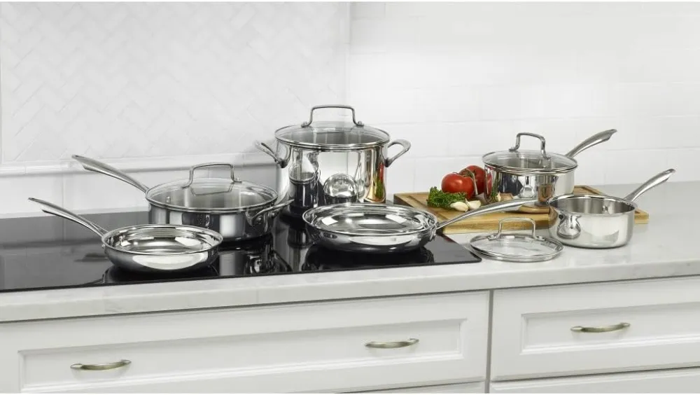 Stainless Steel 17-Piece Set Chef's-Classic-Stainless-Cookware-Collection