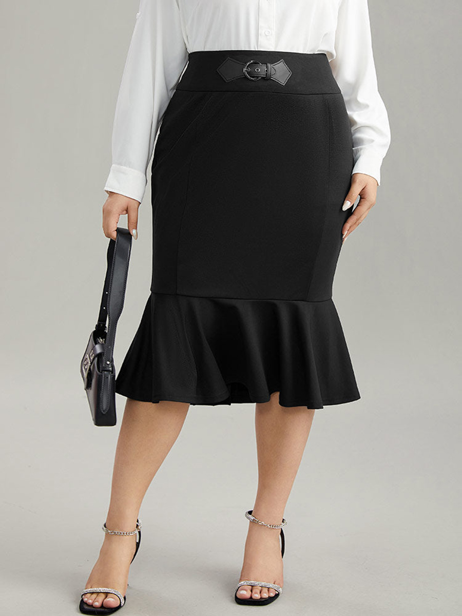 Black fishtail skirt half skirt