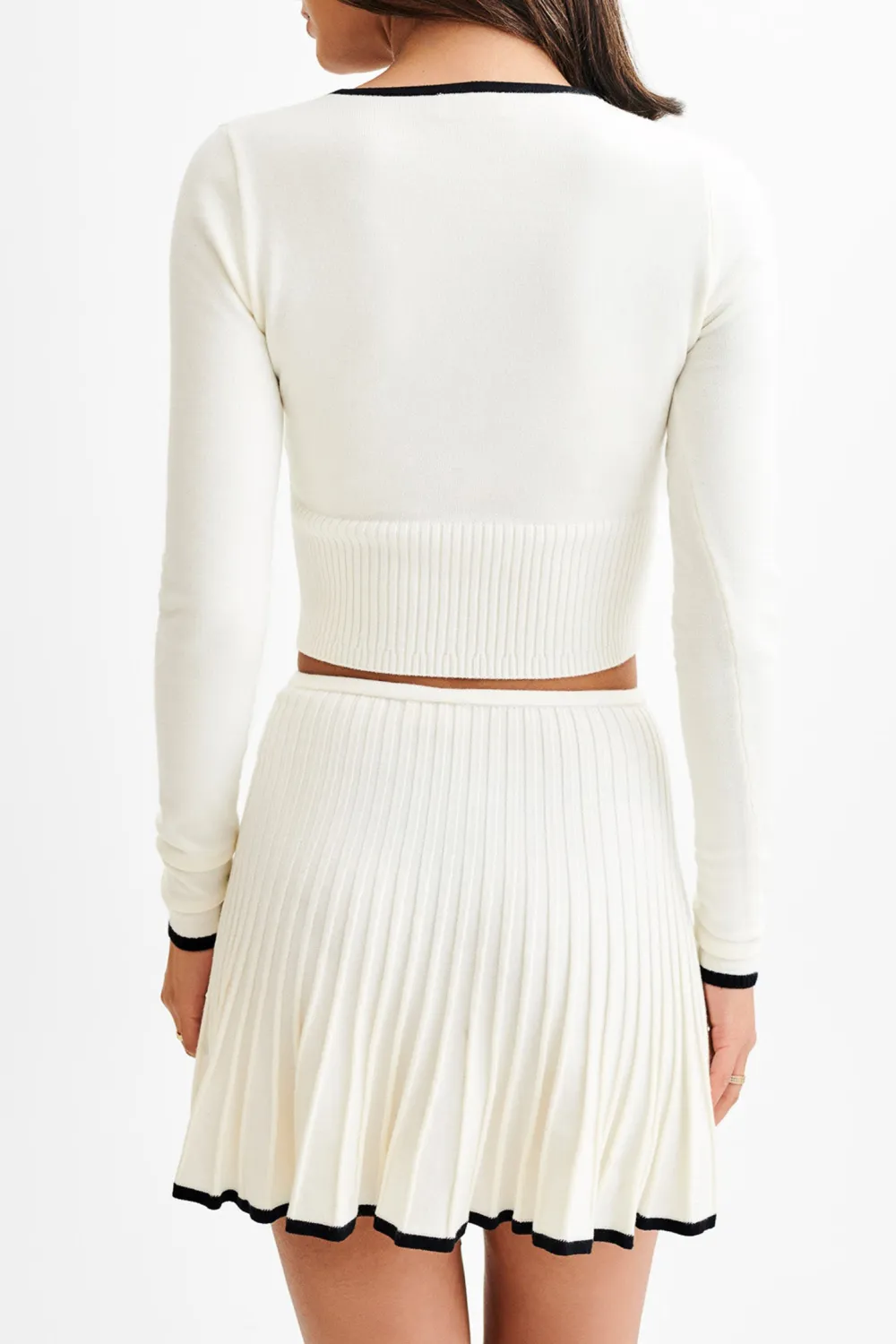 Contrast Pleated Knit Mini Skirt