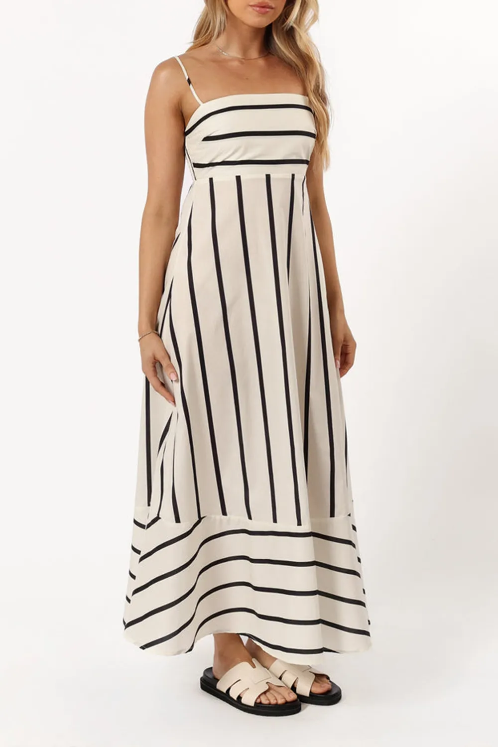 SHANTELLE MIDI DRESS - CREAM STRIPE