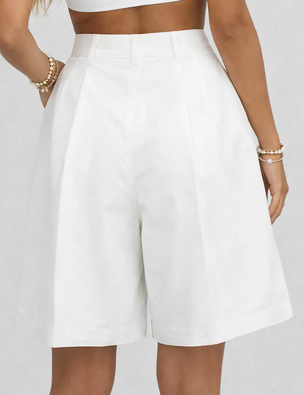 Chic Pleated Wide Leg Tailored Shorts