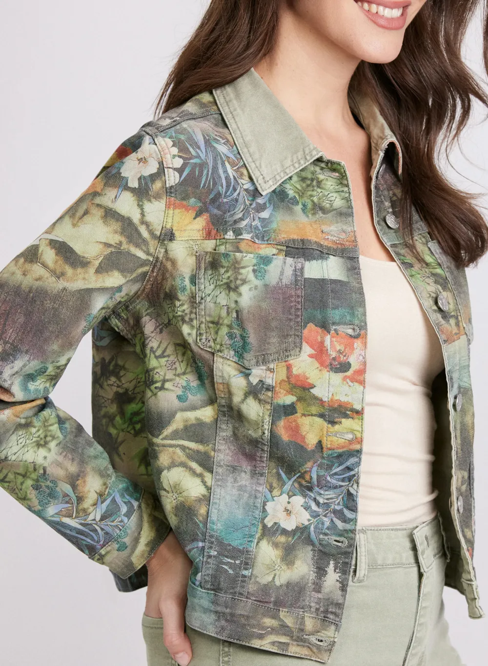 Retro Print Denim Jacket