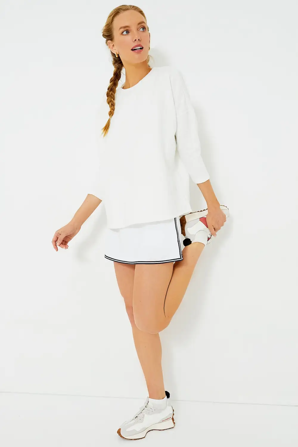 White Cable Ally Swing Sweatshirt