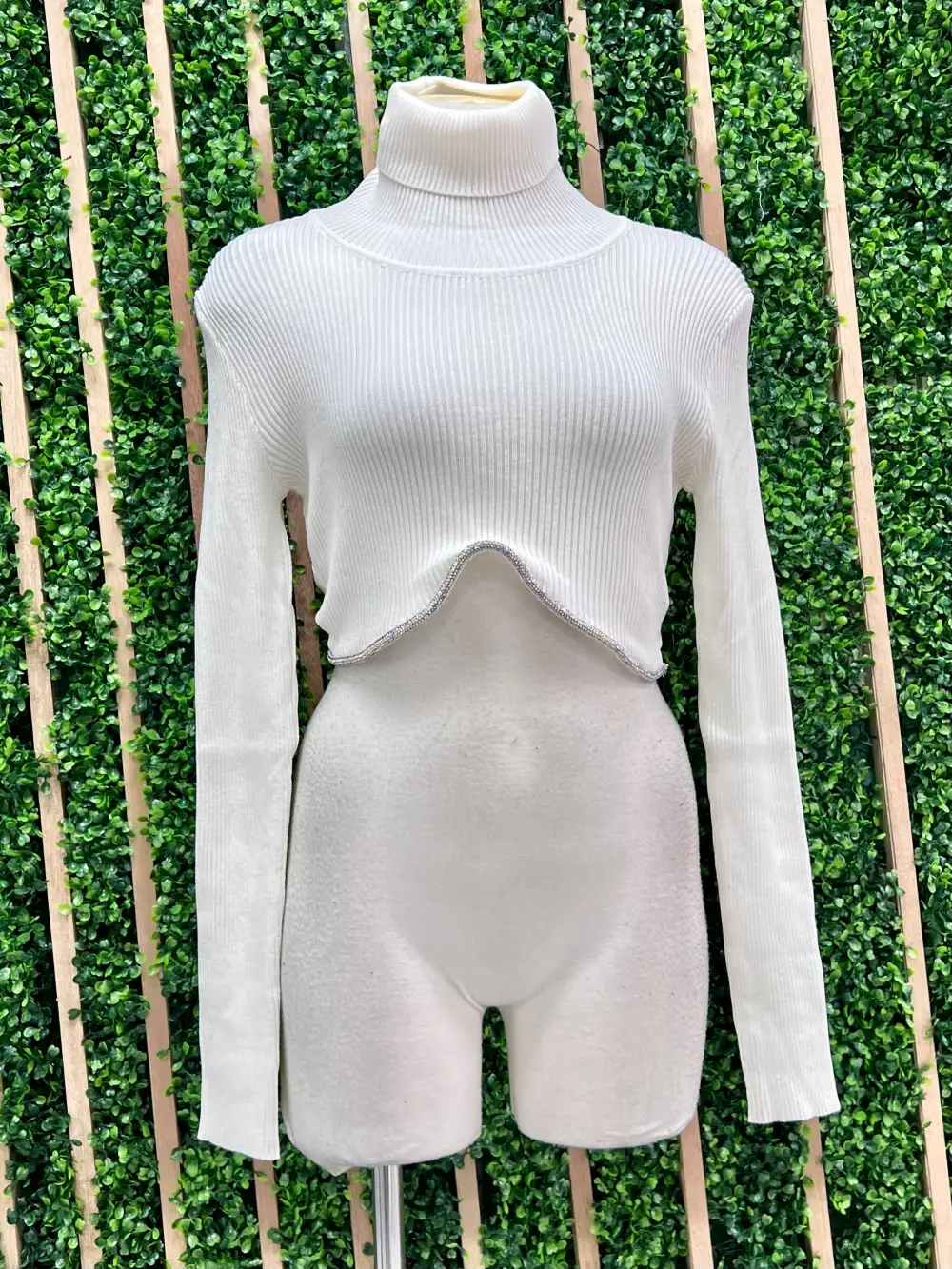Jewel Detail High Neck Top