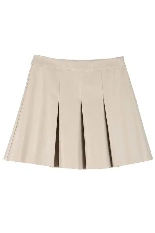 ??GYPSY FOX-Lilou-Vegan Leather Pleated Mini Skirt