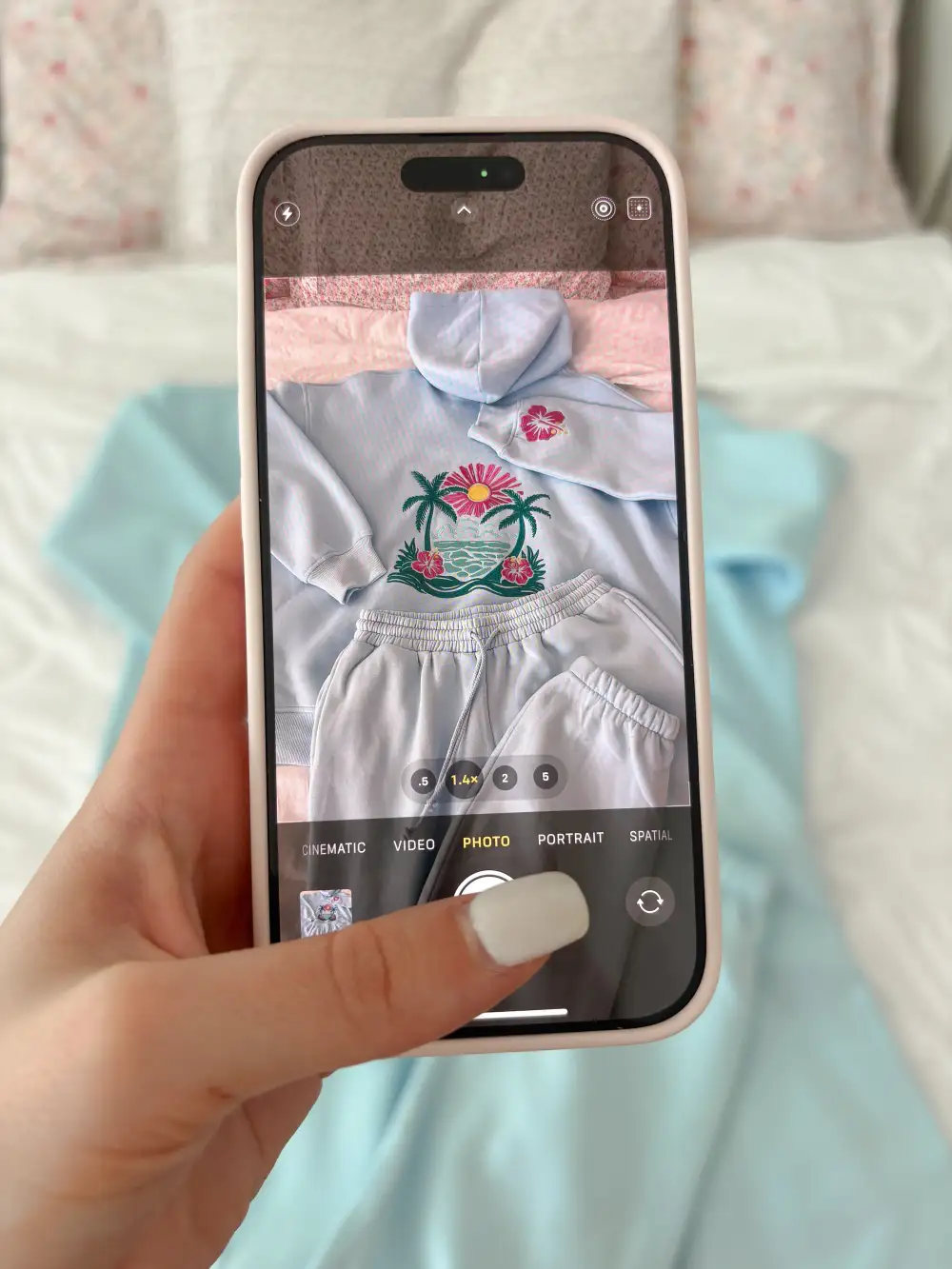 Icy Hibiscus Flower Beach Babe Embroider Hoodie