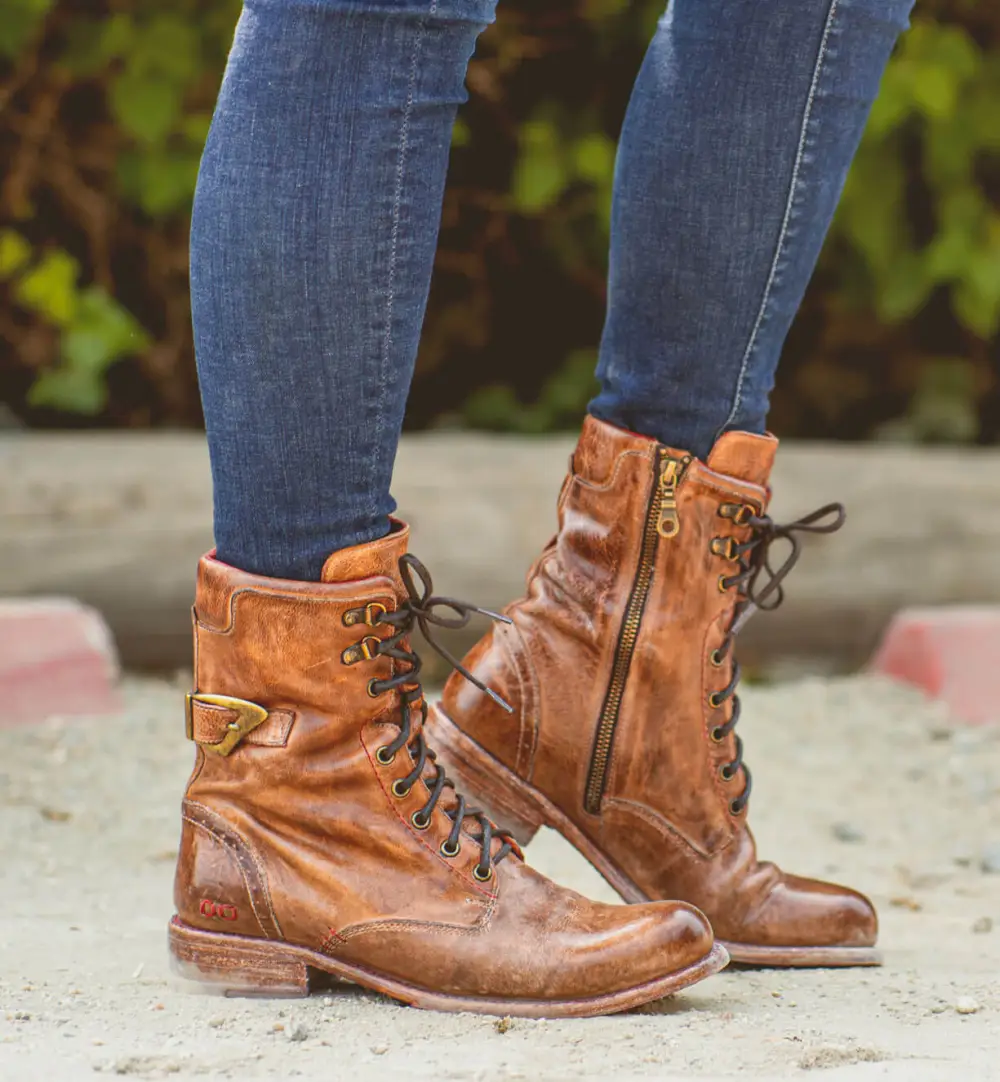 Lace-Up Buckle Brogue Reinforced Ankle Boots