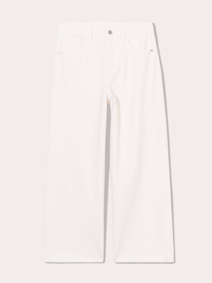 Jeans wide leg 7/8ème ecru femme