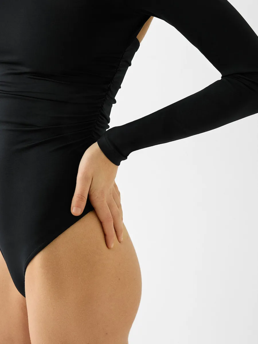 Body Manga Larga Frunce Lateral