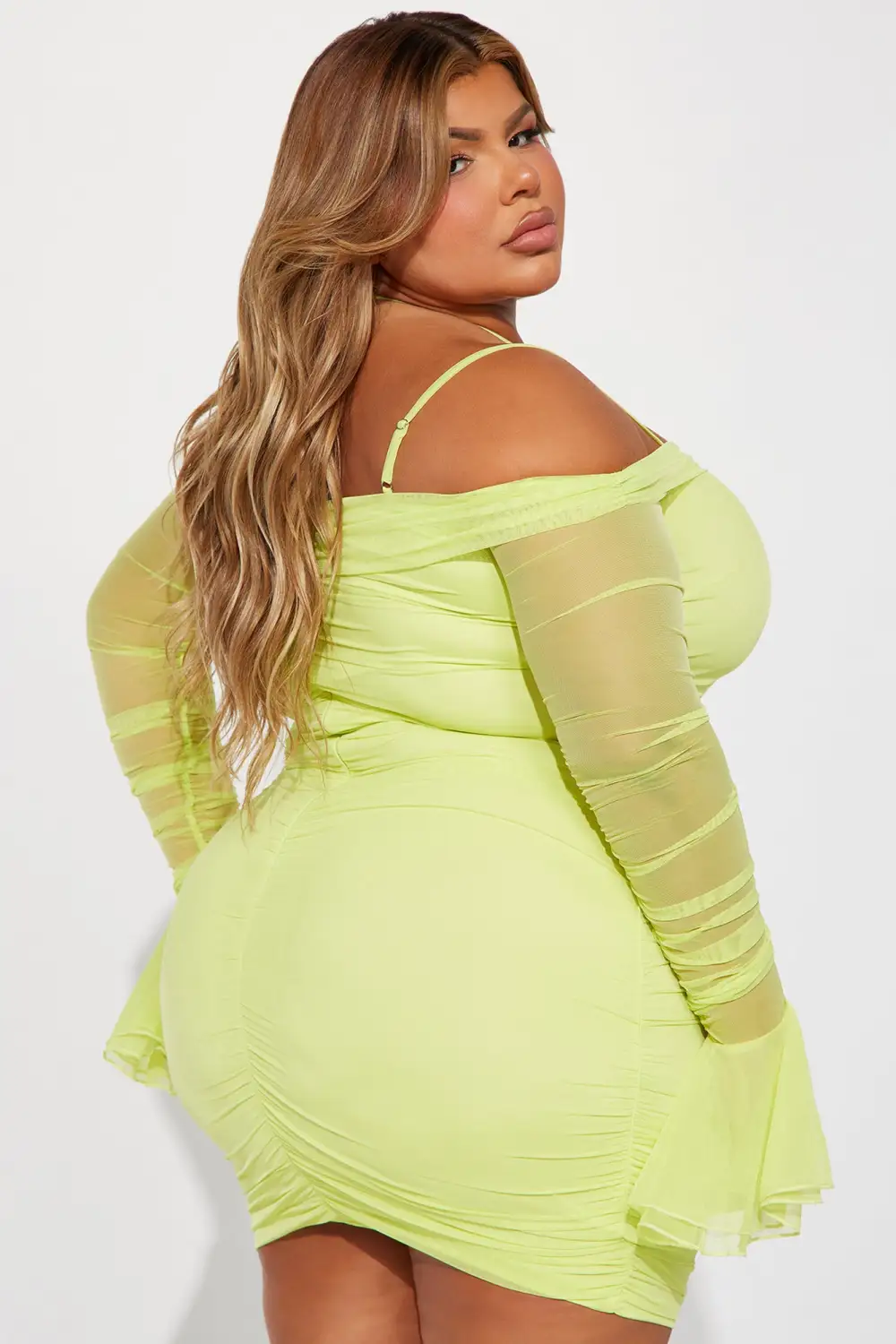 Jocie Mesh Mini Dress - Lime