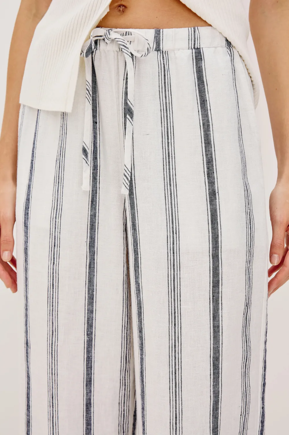 Fine-Striped Linen Wide-Leg Pants