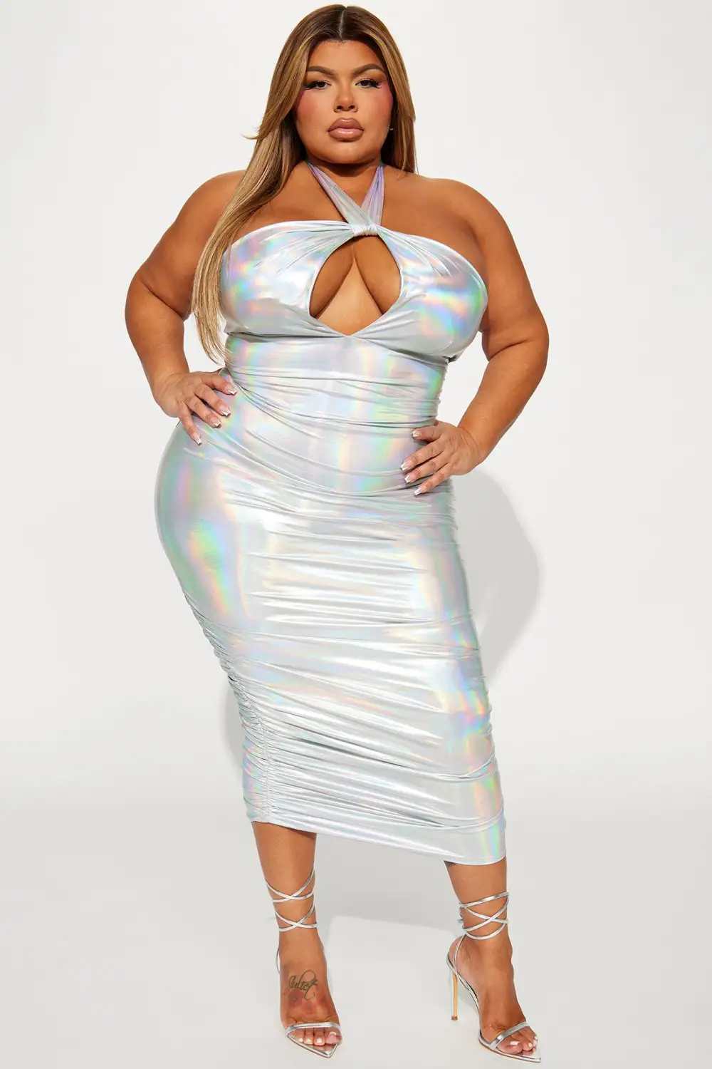 Nova Girl Metallic Maxi Dress - Silver