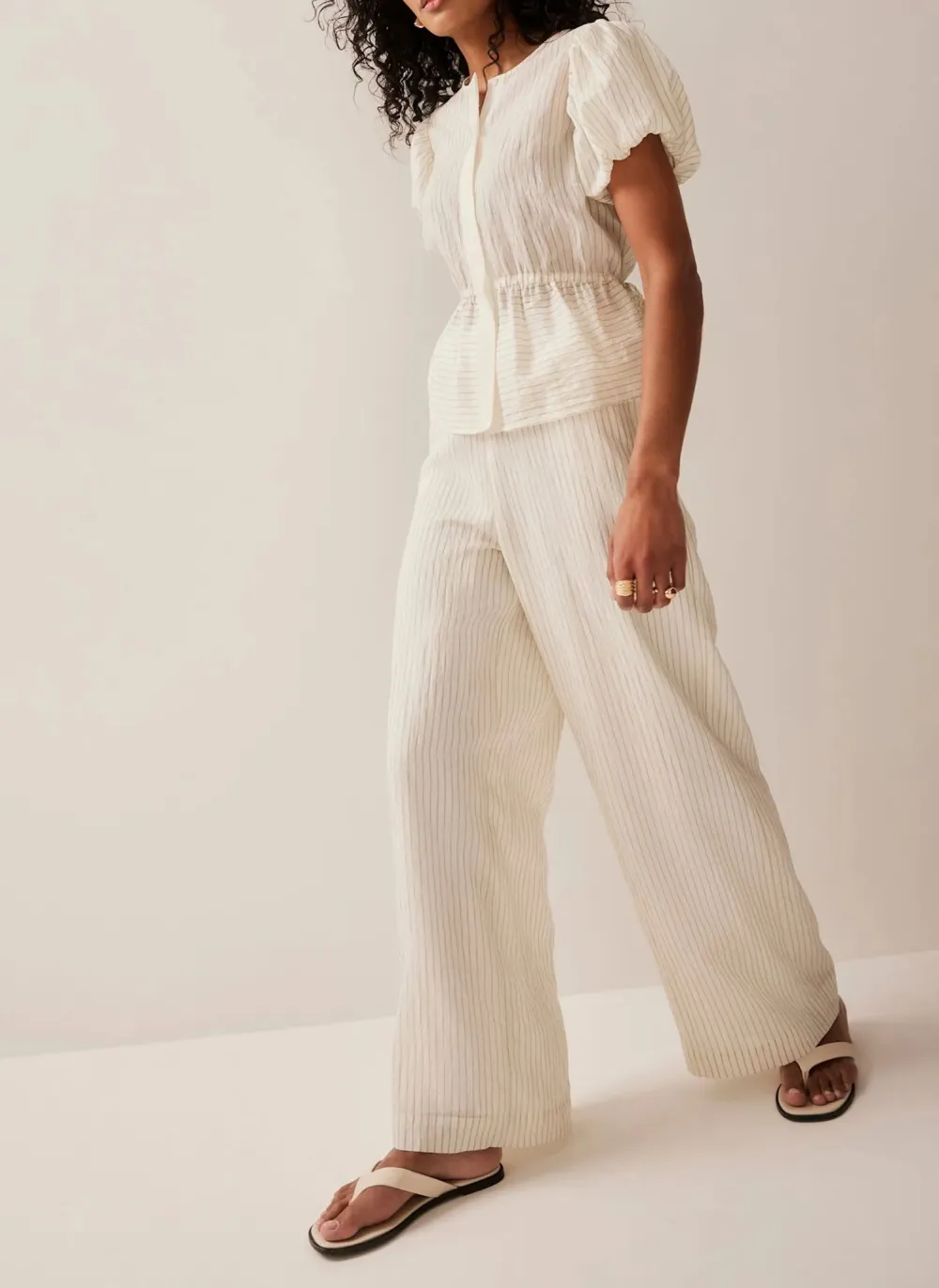 Casual Style Neutral Stripe Wide Trousers