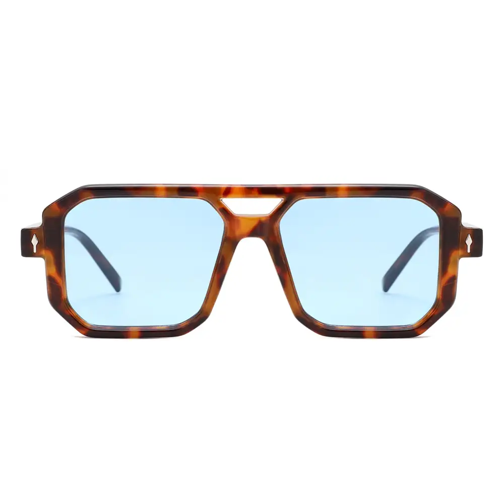 Square Brow Bar Flat-Top Tinted Sunglasses