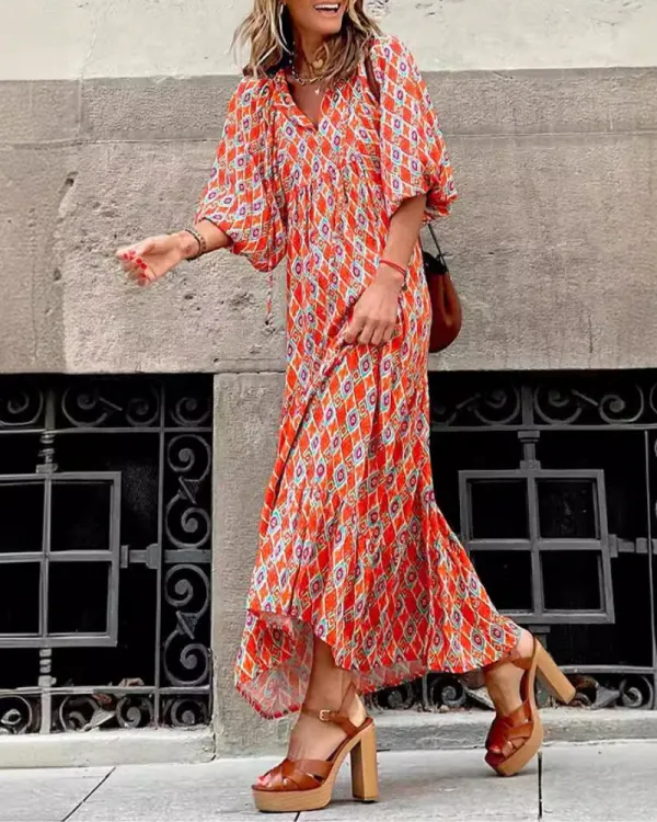 Easy Fit V-Neck Maxi Clean Line Dress