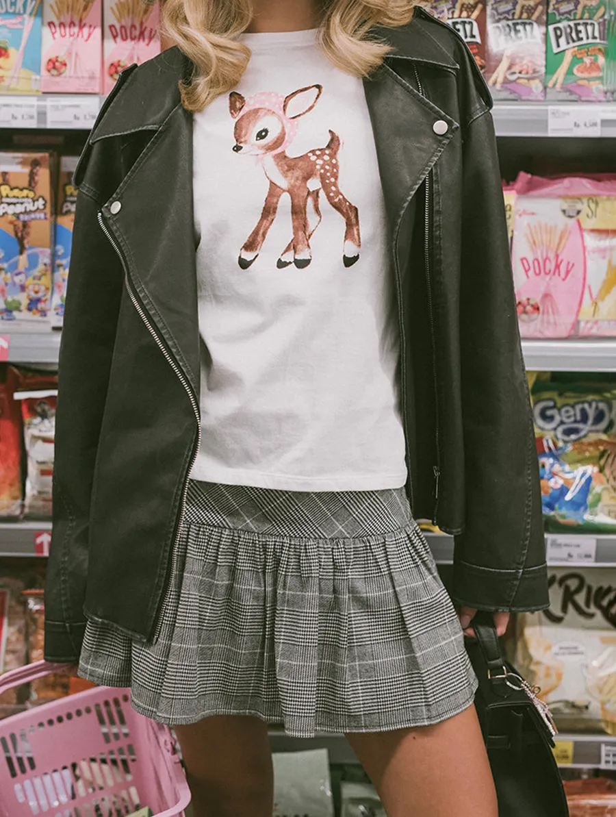 White Deer With Scarf Tee