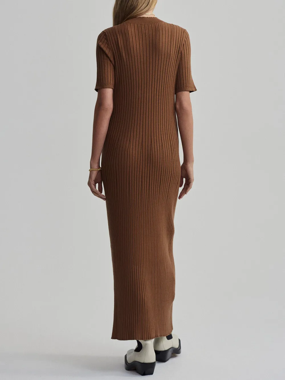 Crew Neck Rib Knit Maxi Dress