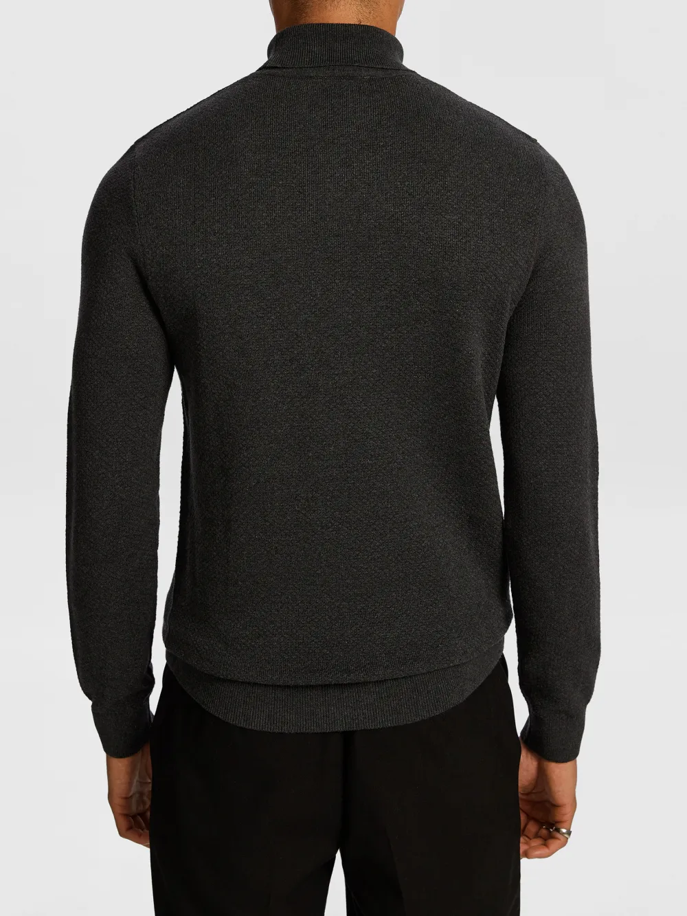Charcoal Roll Neck Knit Sweater