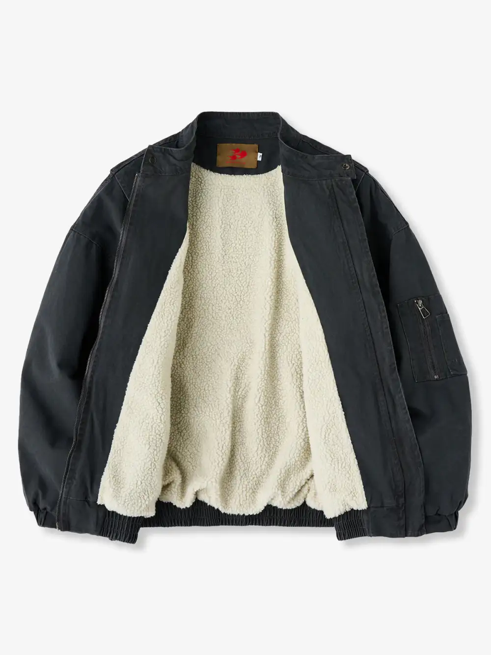 Men's Fleece Lined Washed Bomber Jacket